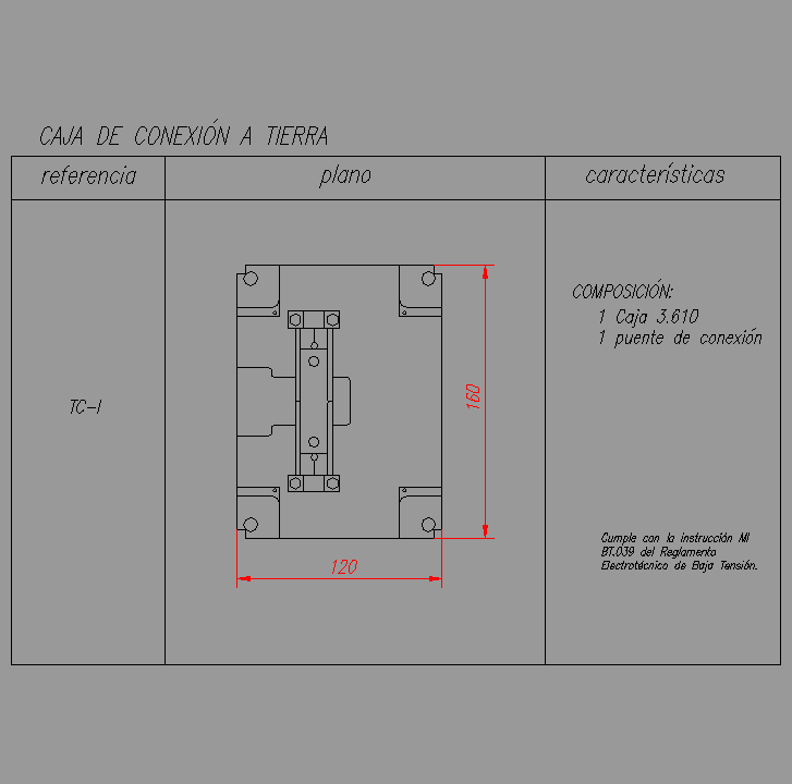 Bloque Autocad Caja de conexión a tierra.